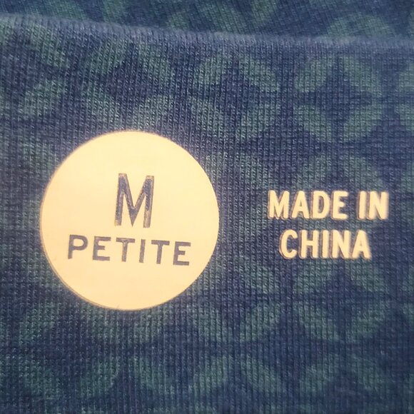 Betabrand Two-Pocket Dress Yoga Pant | Straight Blue Patterned - Size PM - Picture 10 of 14